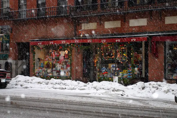 Imagem de estoque de um inverno nevando em Boston, Massachusetts, EUA — Fotografia de Stock