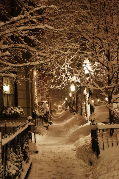 Stock afbeelding van een sneeuw winter in Boston, Massachusetts, Verenigde Staten — Stockfoto