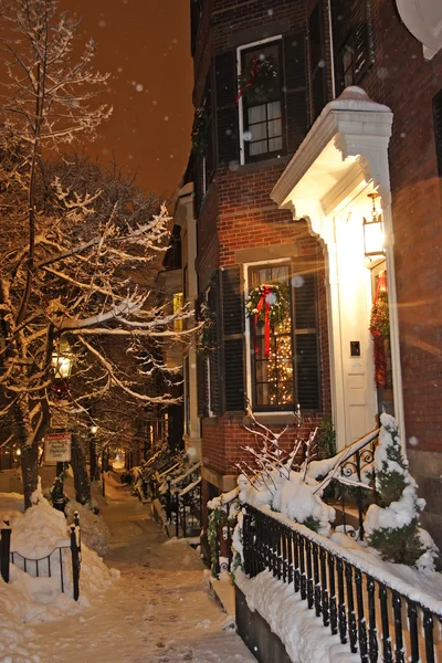 Stock imagen de un invierno nevando en Boston, Massachusetts, EE.UU. — Foto de Stock