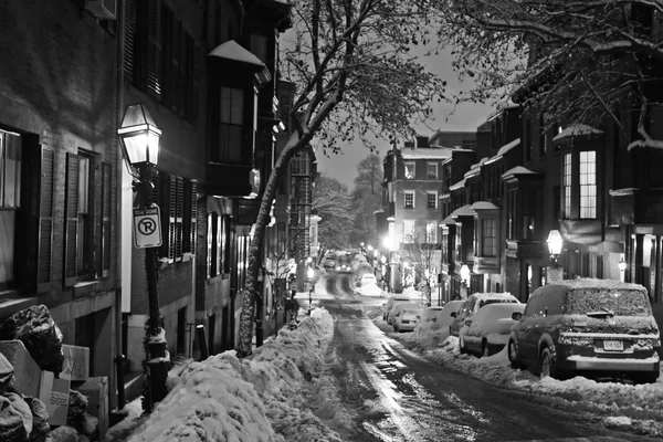 Stock imagen de un invierno nevando en Boston, Massachusetts, EE.UU. — Foto de Stock