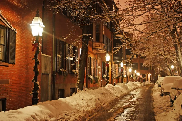 Stock afbeelding van een sneeuw winter in Boston, Massachusetts, Verenigde Staten — Stockfoto