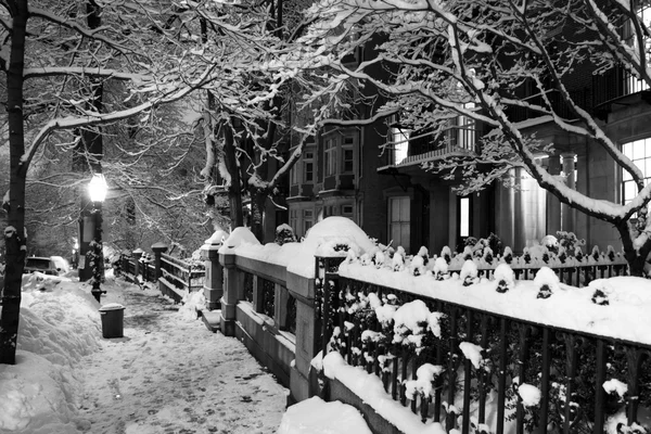 Imagem de estoque de um inverno nevando em Boston, Massachusetts, EUA — Fotografia de Stock