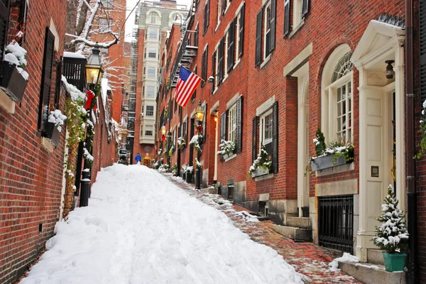 Boston, Massachusetts, ABD 'de kar yağışının stok görüntüsü