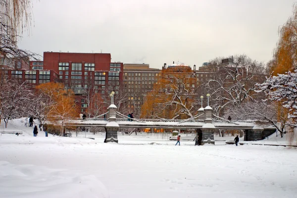 Stock bild av en snöande vinter vid Boston, massachusetts, usa — Stockfoto