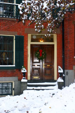 Boston, Massachusetts, ABD 'de kar yağışının stok görüntüsü