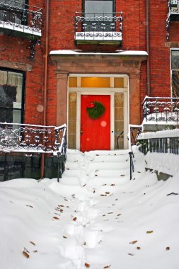 Boston, Massachusetts, ABD 'de kar yağışının stok görüntüsü