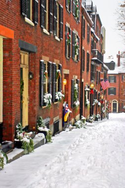 Boston, Massachusetts, ABD 'de kar yağışının stok görüntüsü