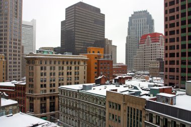 Boston, Massachusetts, ABD 'de kar yağışının stok görüntüsü