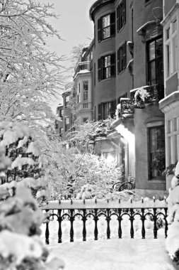 Boston, Massachusetts, ABD 'de kar yağışının stok görüntüsü