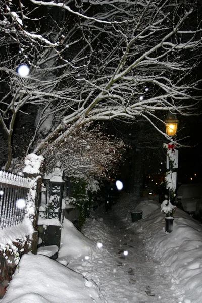 Stock imagen de un invierno nevando en Boston, Massachusetts, EE.UU. — Foto de Stock