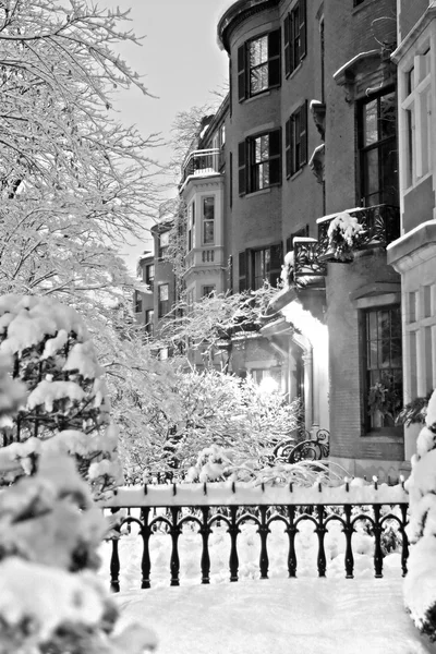 Imagem de estoque de um inverno nevando em Boston, Massachusetts, EUA — Fotografia de Stock