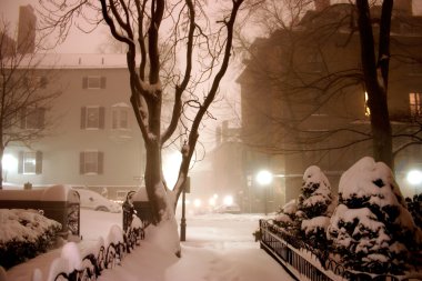 Beacon Hill, Boston kışlık bir gecede