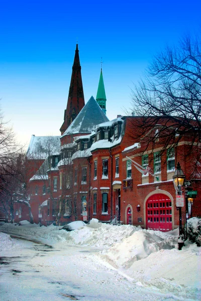 Scena di neve a Beacon Hill, Boston dopo la bufera di neve — Foto Stock