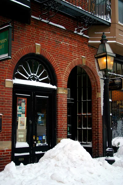 Escena de nieve en Beacon Hill, Boston después de ventisca — Foto de Stock