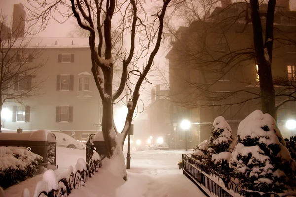 A wintery night in Beacon Hill, Boston — Stock Photo, Image