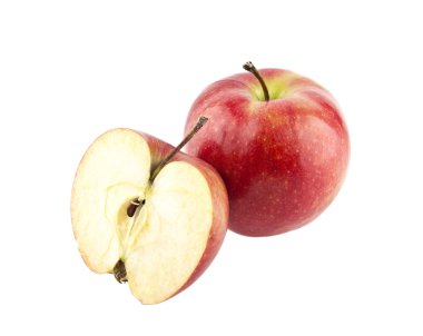 Beyaz arkaplanda kırmızı elma izole edildi