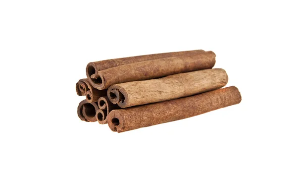 Top view of cinnamon sticks isolated on white — Stock Photo, Image