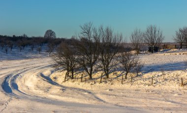 Yol ve kar kış manzara