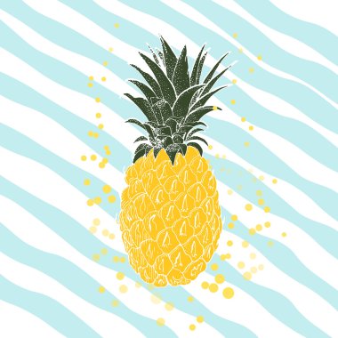 Elle çizilmiş ananas. Vektör arka plan