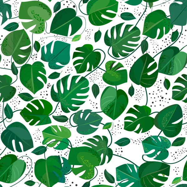 Monstera hojas patrón sin costuras. Ilustración vectorial tropical — Vector de stock