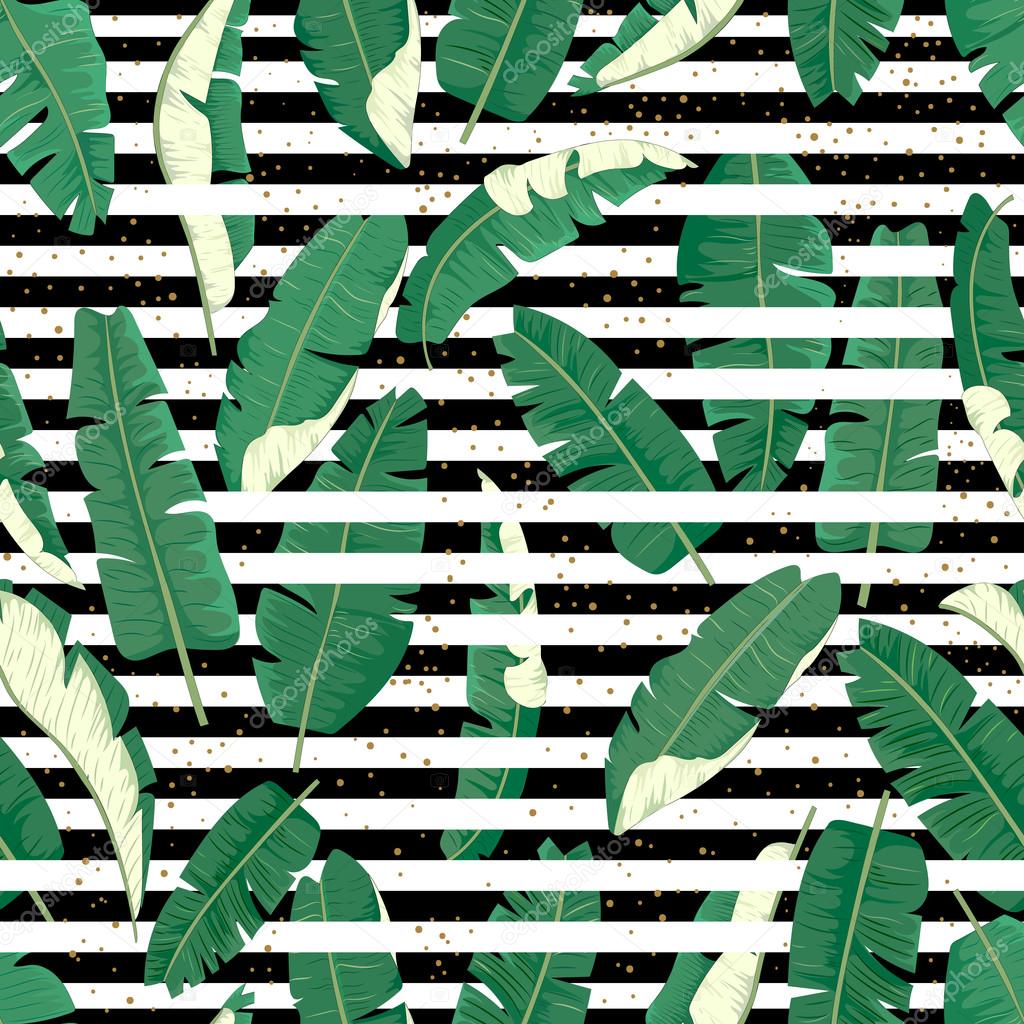 Banana leaves seamless pattern.