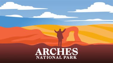 Güzel doğal manzarası ve gökyüzü olan Arches Ulusal Parkı