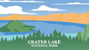 Krater Gölü Ulusal Parkı 'nın güzel manzarası