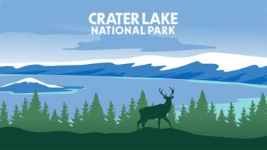 Krater Gölü Ulusal Parkı 'nın güzel manzarası