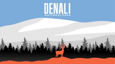 Güzel doğal manzaralı ve gökyüzü olan Denali Milli Parkı