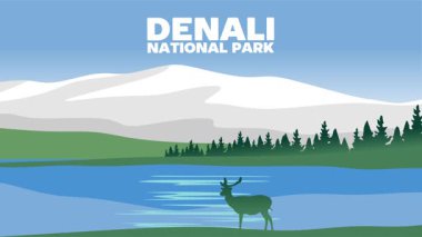 Güzel doğal manzaralı ve gökyüzü olan Denali Milli Parkı