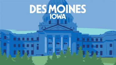 Gökyüzü ve binalar ile güzel des moines Iowa manzarası