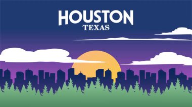 Houston, Teksas 'ın siluetinin güzel manzarası