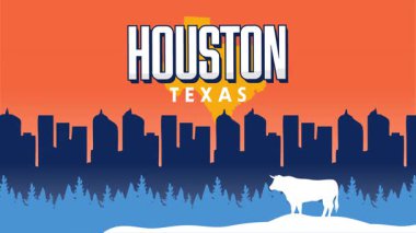 Houston, Teksas 'ın siluetinin güzel manzarası