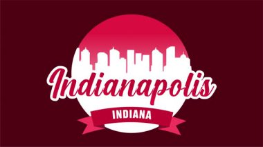 Indianapolis Indiana, şehir manzaralı silueti var.