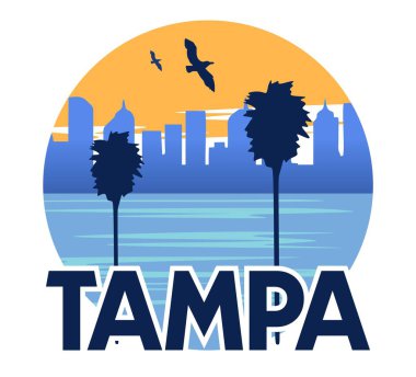 Palmiye ağacı siluetleriyle Tampa Florida