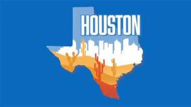 Houston Texas ve şehir manzaralı siluet