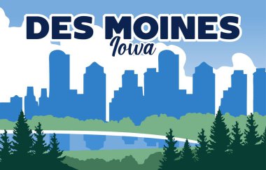Des Moines Iowa Güzel şehir manzaralı ve güzel gökyüzü