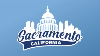 Sacramento şehrinin siluetiyle California 'ya