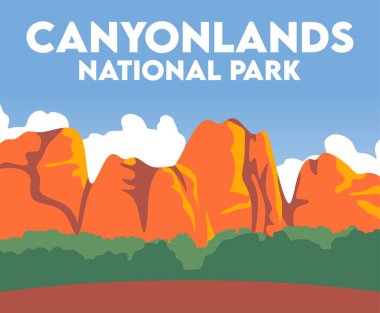 Canyonlands Ulusal Parkı 'nda gökyüzü ve doğa manzarası çok güzel.