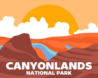 Canyonlands Ulusal Parkı 'nda gökyüzü ve doğa manzarası çok güzel.