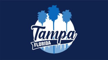 Güzel manzaralı ve palmiye ağacı siluetleriyle Tampa Florida