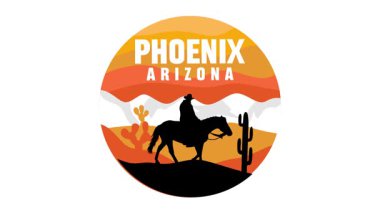 Phoenix Arizona with beautiful views and cactus silhouettes