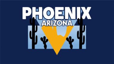 Phoenix Arizona with beautiful views and cactus silhouettes