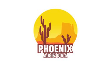 Phoenix Arizona with beautiful views and cactus silhouettes