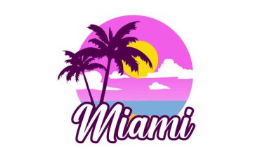 Palmiye siluetleri ve güzel gökyüzü manzaralı Miami Florida