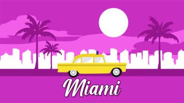 Palmiye siluetleri ve güzel gökyüzü manzaralı Miami Florida