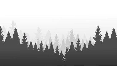 Güzel bir orman manzarasının silueti.