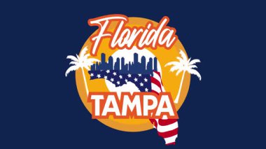 Güzel palmiye ağacı siluetleri olan Tampa Florida