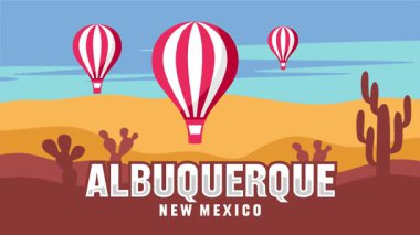 Albuquerque New Mexico 'da sıcak hava balonu uçuyor.