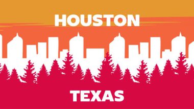 Houston Teksas ağaç siluetleri ve güzel manzaralı